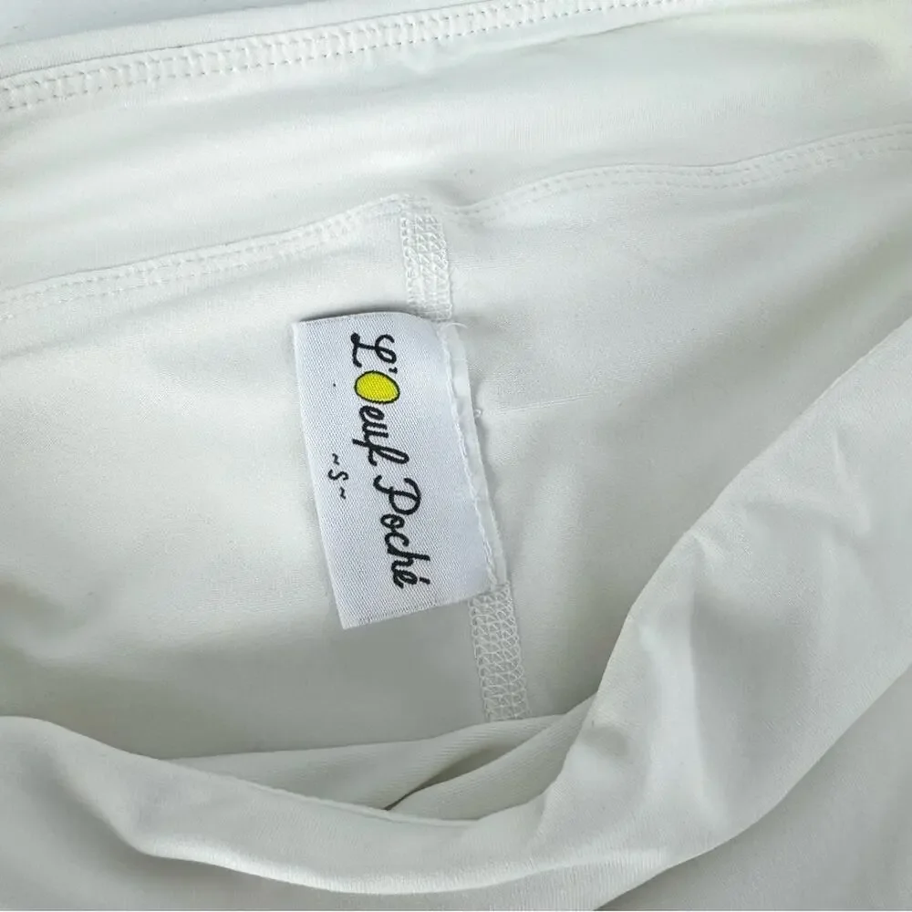 L’Oeuf Poché Baseline Tennis Skort White with Navy‎ Trim Size Small